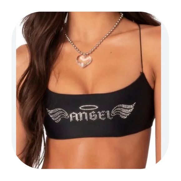 Edikted Tops - Edikted S black embellished crop top